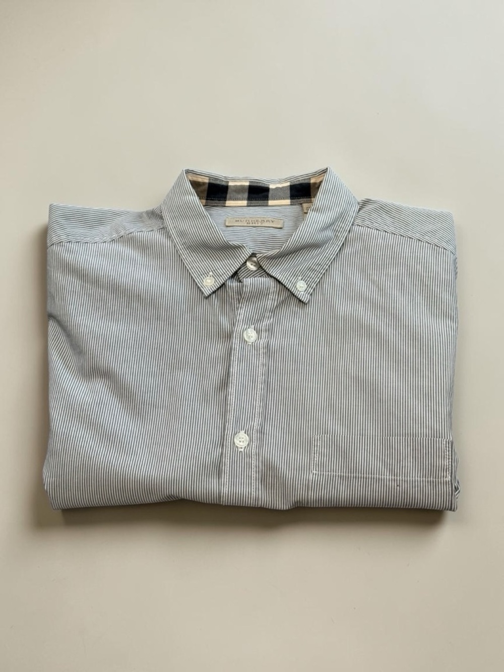 Burberry Men's Gray Pinstripe Button-Down Shirt